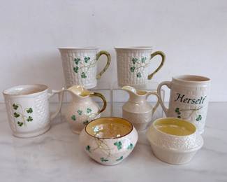 Lot 5301  Belleek Porcelain Ireland Mugs  SugarCreamers