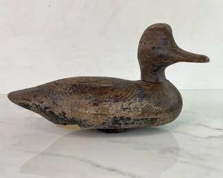 Lot 1253  Antique Carved Wooden Duck Decoy  Signed H