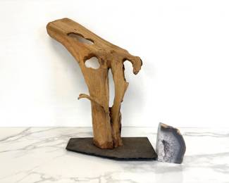 Lot 1332  Driftwood Sculpture Agate Geode Bookend