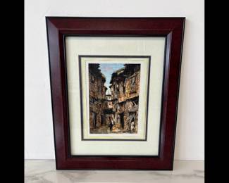 Lot 1490  Signed Street Scene Oil Painting Art