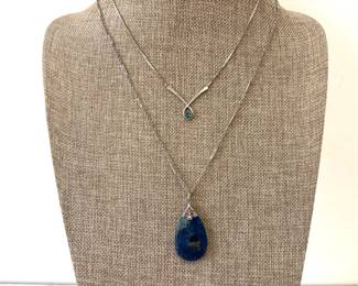 Lot 1391  Vintage Sterling Silver Necklaces w Stone Pendants Jewelry
