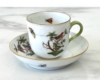 Lot 1365  Herend Rothschild Bird Demitasse Cup Saucer