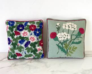 Lot 1376  Handmade Needlepoint Floral Pillows