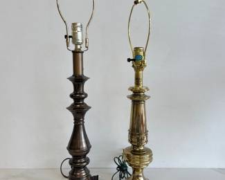 Lot 5288  Brass Bronze Toned Tall Table Lamps