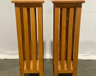 Lot 5199  Pair of Wooden Mission Style Plant Stands