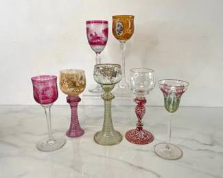 Lot 1444  Vintage Bohemian Wine Glasses