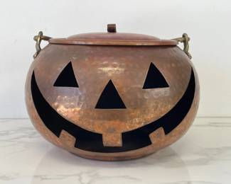 Lot 6030  Large Copper Halloween Jack O Lantern