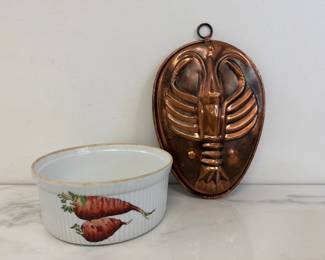 Lot 1265  Porcelaine De Paris France Casserole Dish Copper Lobster Mold