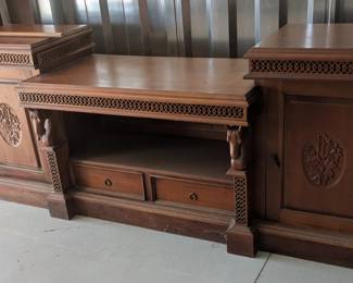 Long 1 piece console table, solid wood, hand carved $250