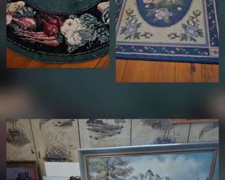 Decorative rugs, wall art, desk sets