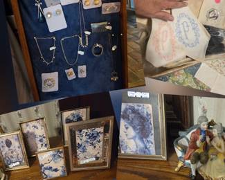 Vintage jewelry,  picture frames, handkerchiefs, gloves, hats. 