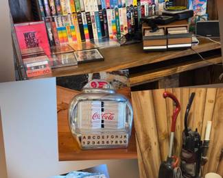 large variety of CD's, DVD's, 8tracks, cassette tapes, cleaning equipment, vintage luggage and more...