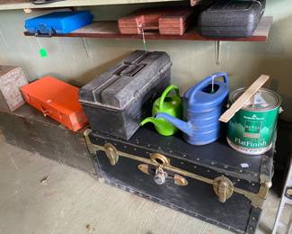 Assortment of foot lockers and tool chests