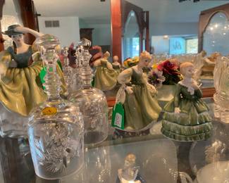 Cut Crytasl Bells, Porcelian Figurines by Staffordshire Bone China 