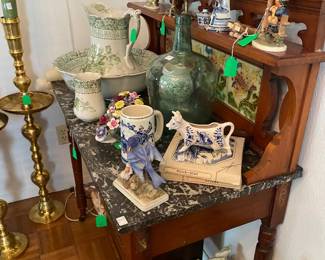 Antique dry sink full of decoratives