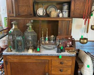 Antique Oak Hoosier work station cabinet