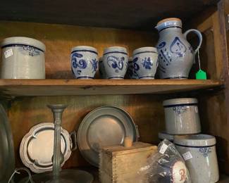 Ironstone pottery made in Germany, pewter pieces 