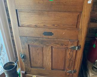 Antique oak ice box by Belling Hall Century