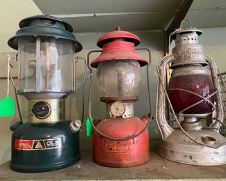 Coleman and Railroad kerosene lamps