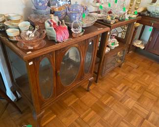 Antique Oak Cabinet filled with beautiful items