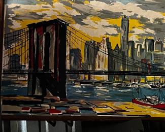 This is actually a super wide sofa length painting. couldnt get a good shot of it. MCM treasure.NYC never looked so cool
