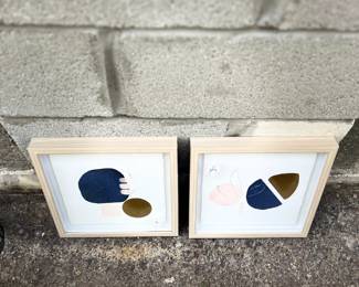pair of small contemporary on paper framed w glass