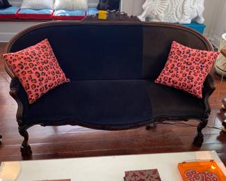 Antique Settee w/ New Velvet Ulphostey