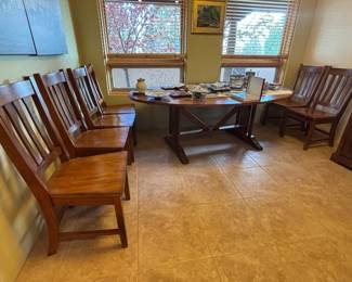 Quality Wood Dining Table and 6 Chairs with Matching Buffet