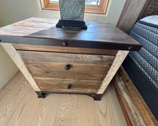 Queen Bedroom Suite - Headboard, Frame, Mattress (new), Nightstand, Dresser and Bookcase