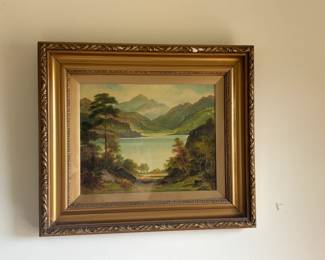 George Willis-Pryce, (1866-1949) landscape with mountains in background, oil on canvas.