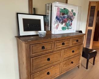 King Size Bedroom Set - 2 Dressers (one with mirror), 2 Nightstands, King Headboard, Frame with drawers and new mattress