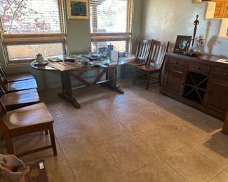 Quality Wood Dining Table and 6 Chairs with Matching Buffet