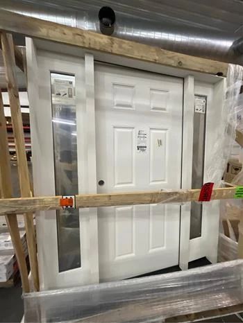 Regency 68 in. x 80 in. 6 Panel RHIS Unfinished White Mahogany Fiberglass Prehung Front Door