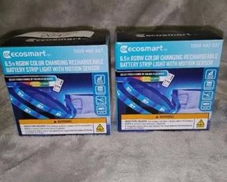 Two 6.5 ft RGBW COLOR CHANGING RECHARGEABLE BATTERY STRIP LIGHT WITH MOTION SENSOR