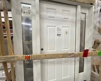 Regency 68 in. x 80 in. 6 Panel RHIS Unfinished White Mahogany Fiberglass Prehung Front Door