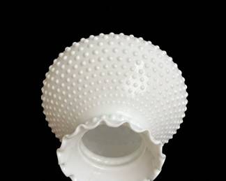 Fenton White Milk Glass Hobnail Ruffled Lamp Shade