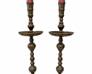 Pair of Vintage Tall Brass Candlesticks