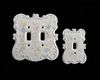 Vintage Hand-Painted Floral Ceramic Switch Plate Covers