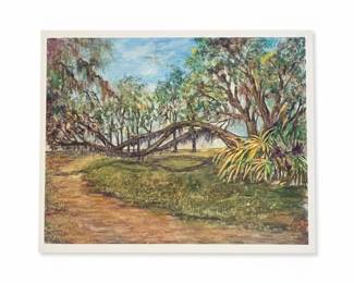 Original Landscape Painting of Spanish Moss Draped Trees by Nancy R. Gonzalez