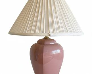 Pink Ceramic Gourd Lamp with Pleated Shade