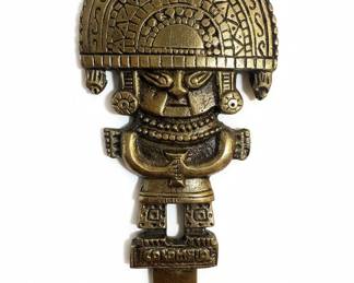 Vintage Brass Tumi Ceremonial Knife Wall Plaque