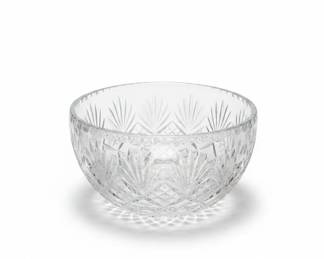 Cut Crystal Punch Bowl with Fan and Starburst Pattern