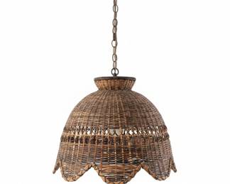 Vintage Wicker Tulip Pendant Light Fixture