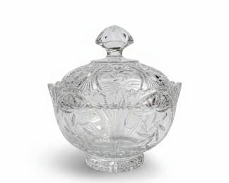 American Brilliant Cut Glass Covered Compote