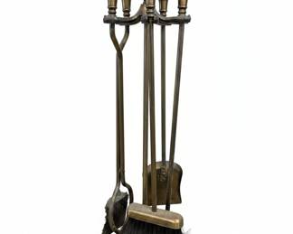 Vintage Brass Fireplace Tool Set with Ball Finials