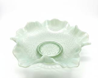Jefferson Glass "Many Loops" Opalescent Green Bowl