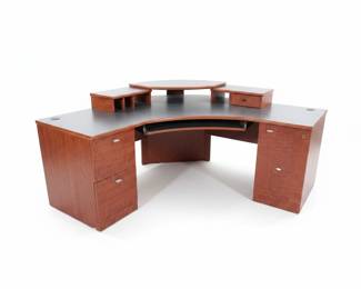 Curved Executive Desk with Cherry Wood Finish