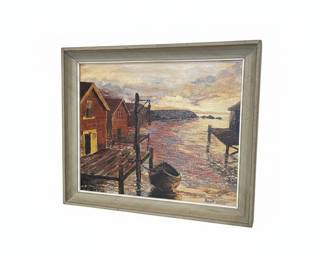 Nancy R. Walwyn Coastal Village Oil Painting