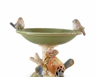 Vintage McCoy Pottery Bird Bath Planter with Figurines