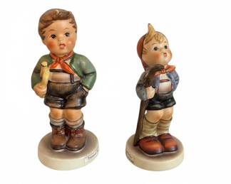 Goebel Hummel "Trumpeter Boy" and "Little Hiker" Figurines